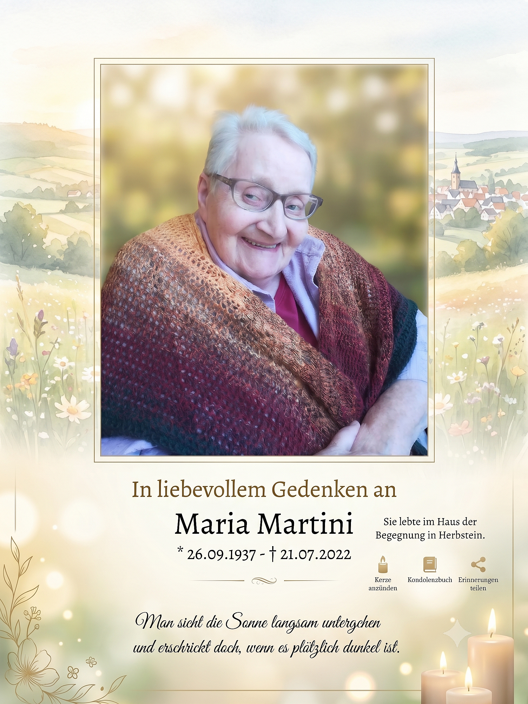 Bild von der Gedenkseite für Maria Martini