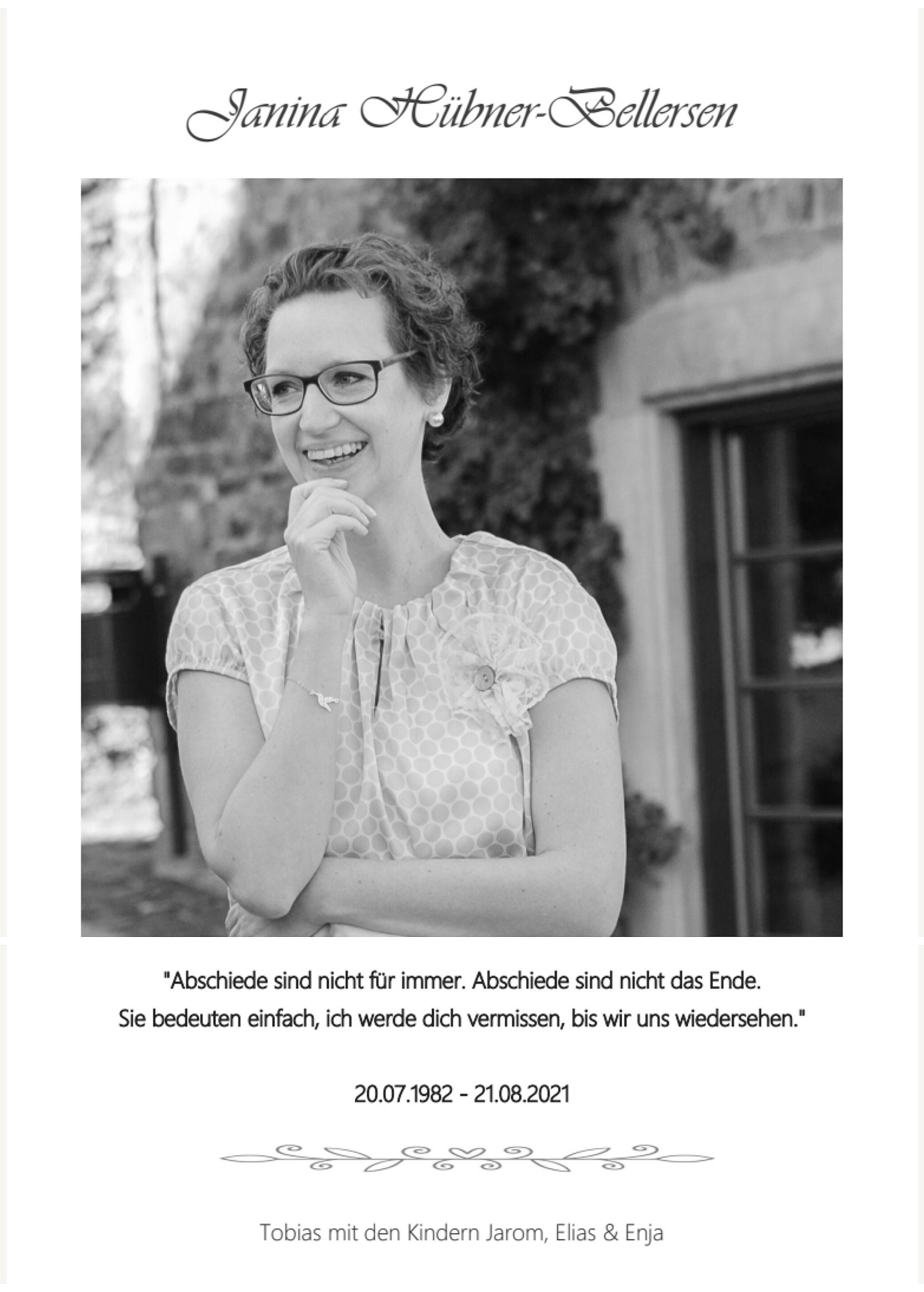 Bild von der Gedenkseite für Janina Hübner-Bellersen