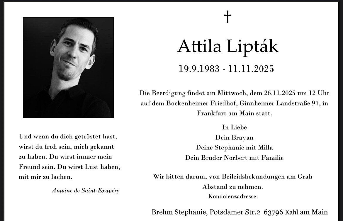 Bild von der Gedenkseite für Attila Liptàk